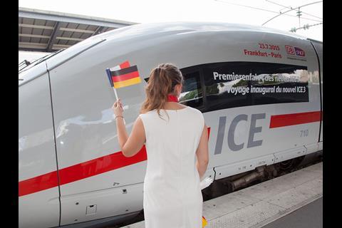 An event on July 23 marked the introduction of Deutsche Bahn Class 407 trainsets on the Frankfurt to Paris  route (Photo: Patrick Sagnes/SNCF).